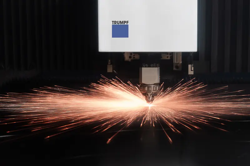 Trumpf fibre laser cutting — spark burst
